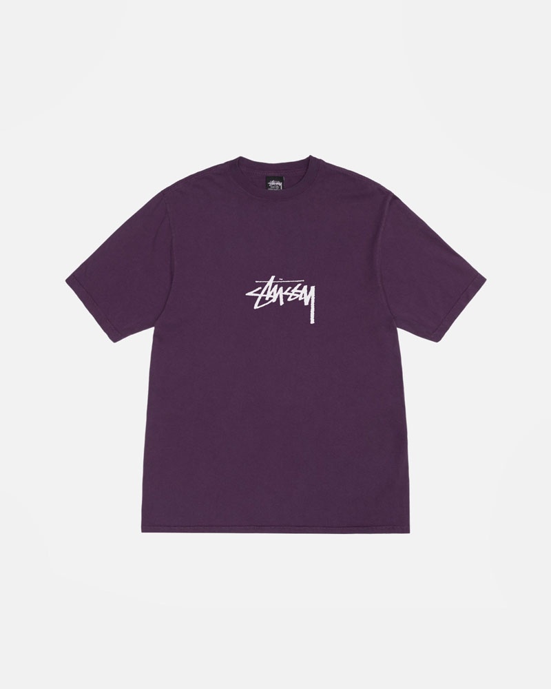 Stüssy Small Stock Pigment Dyed T-shirt Lila | Sverige 412TPDQGJ