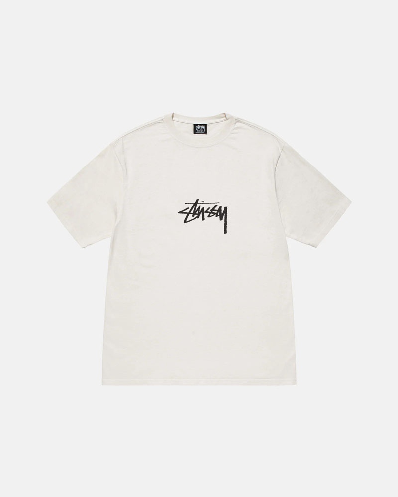 Stüssy Small Stock Pigment Dyed T-shirt Vita | Sverige 681VZBDNS