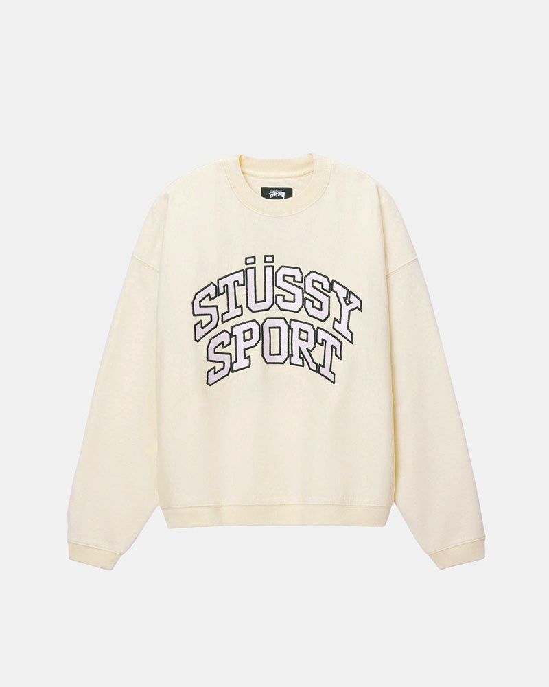 Stüssy Sport Relaxed Oversized Crew Sweatshirt Vita | Sverige 896HYQGJW