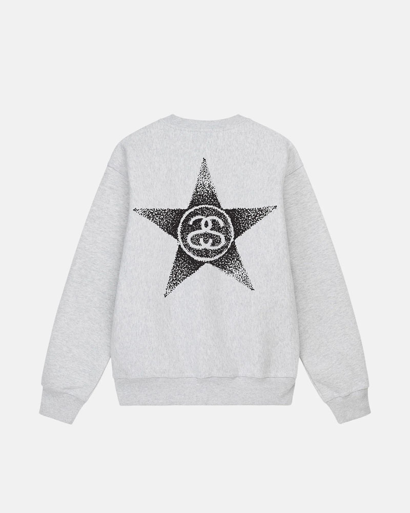 Stüssy Stars Crew Sweatshirt Grå | Sverige 308LJMHTR