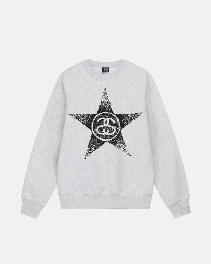 Stüssy Stars Crew Sweatshirt Grå | Sverige 308LJMHTR