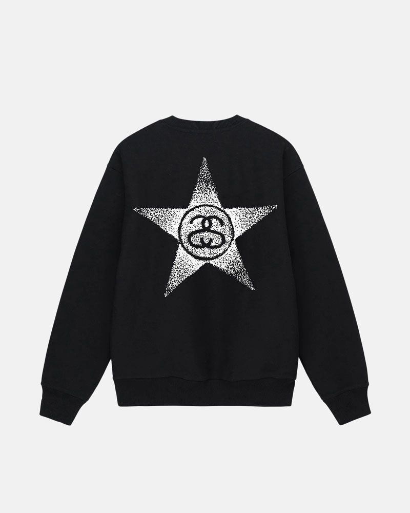 Stüssy Stars Crew Sweatshirt Svarta | Sverige 673POVUIR