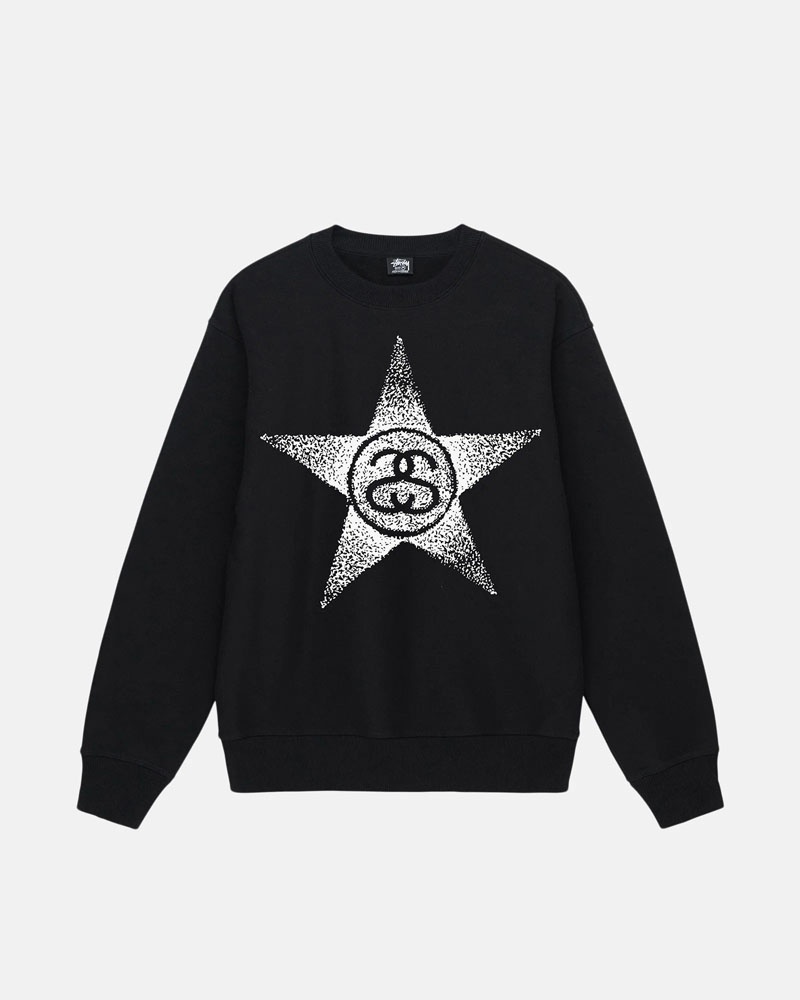 Stüssy Stars Crew Sweatshirt Svarta | Sverige 673POVUIR