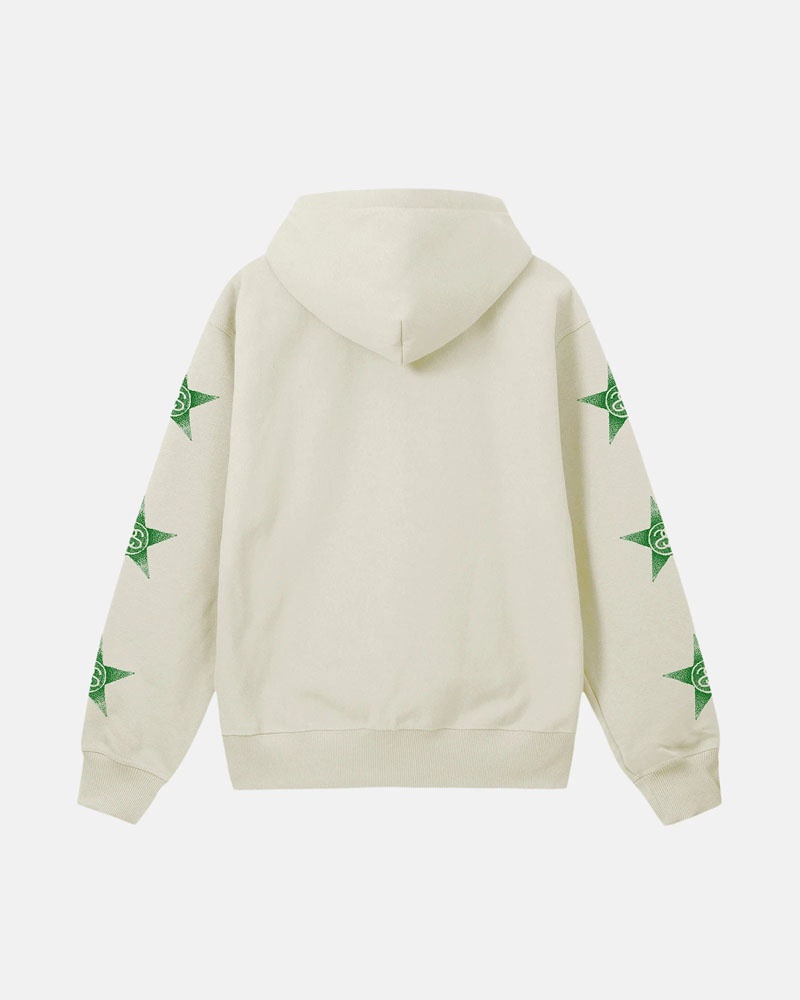 Stüssy Stars Zip Hoodie Beige | Sverige 519TOHAIV