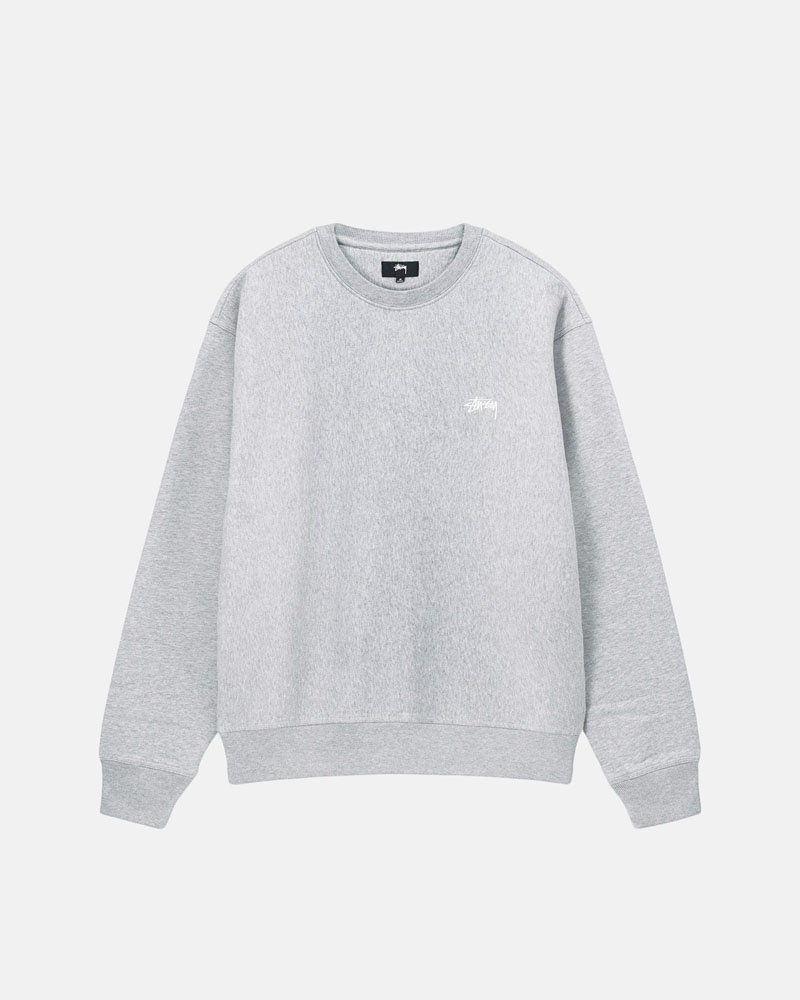 Stüssy Stock Logo Crew Sweatshirt Grå | Sverige 649CQFLUZ