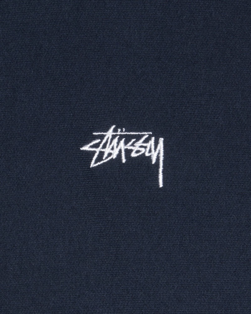 Stüssy Stock Logo Crew Sweatshirt Marinblå | Sverige 581PFGDJH