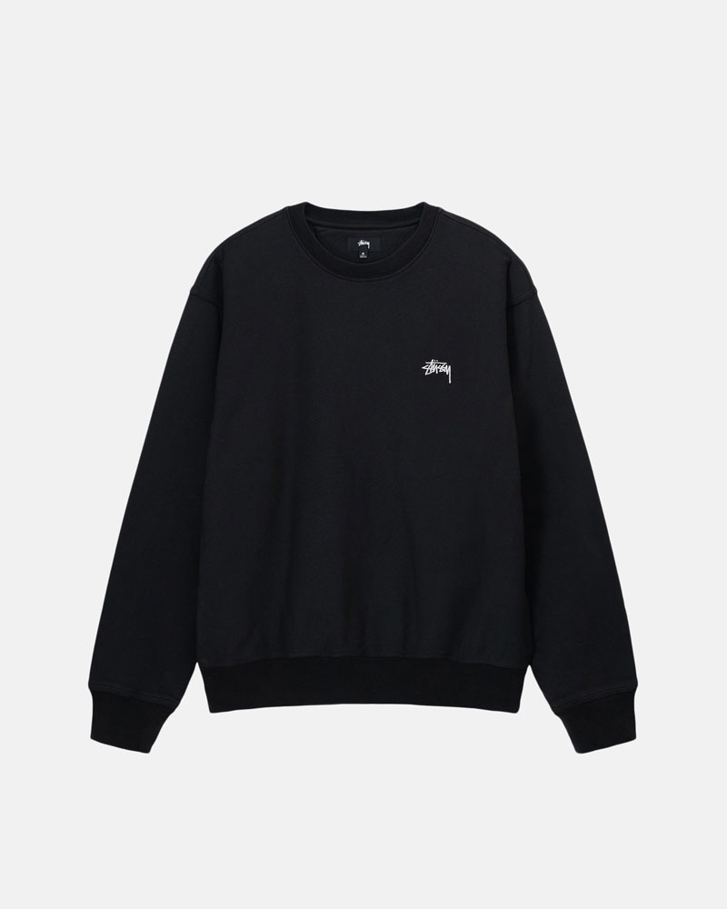 Stüssy Stock Logo Crew Sweatshirt Svarta | Sverige 521FLRWUH