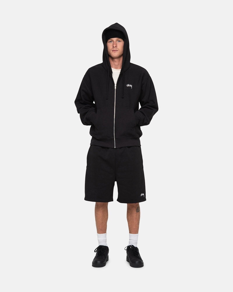 Stüssy Stock Logo Sweat Shorts Svarta | Sverige 034YEJMDL