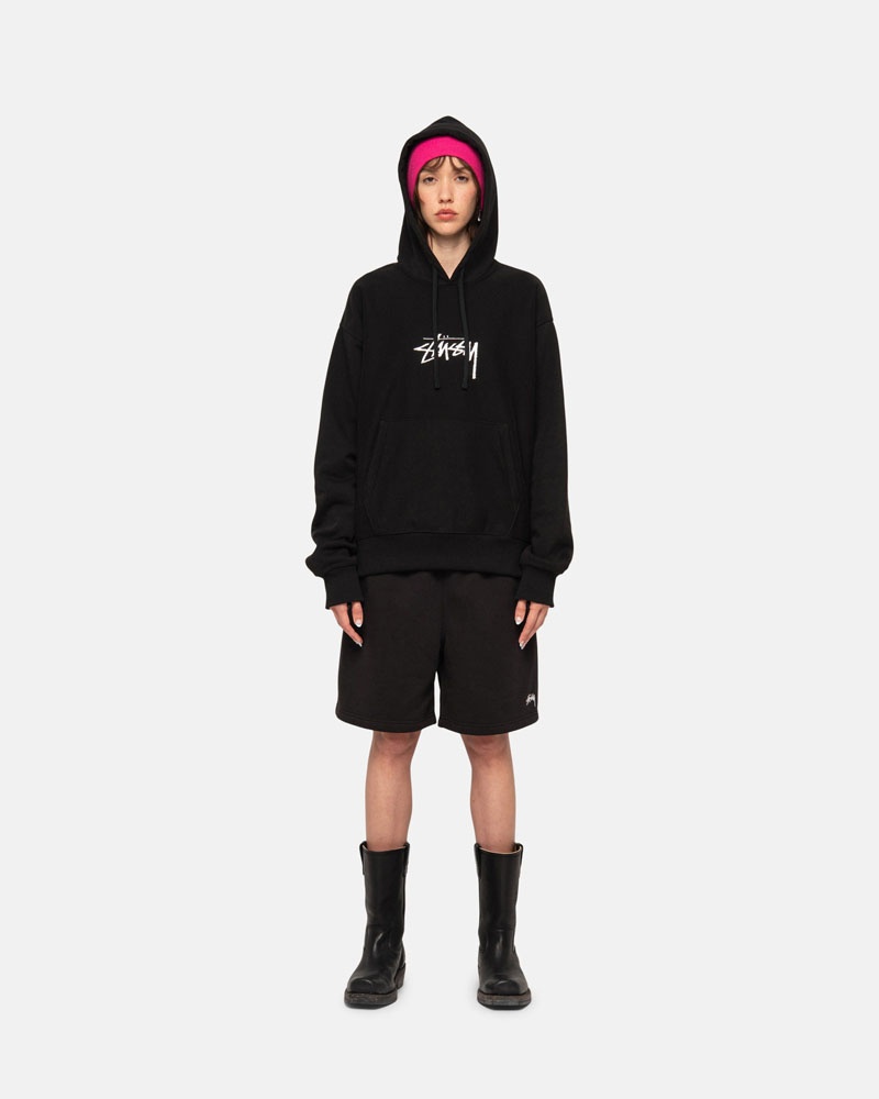 Stüssy Stock Logo Sweat Shorts Svarta | Sverige 034YEJMDL