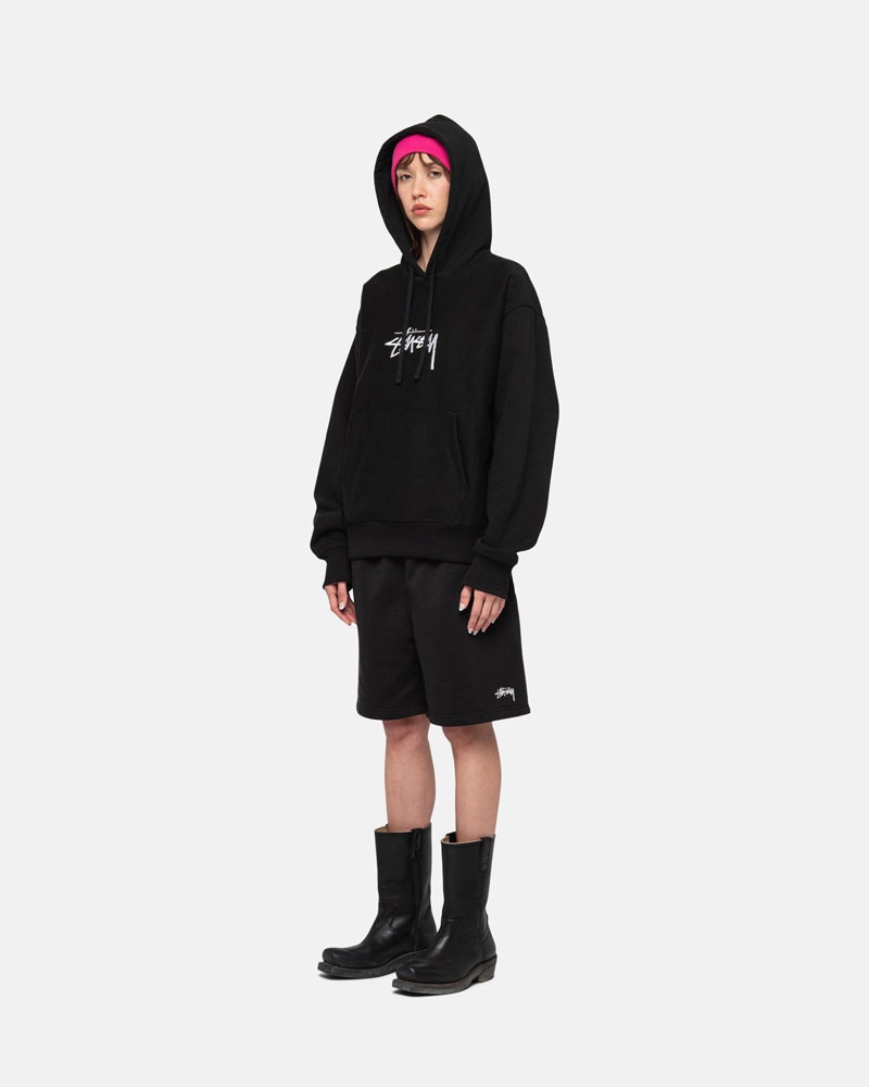 Stüssy Stock Logo Sweat Shorts Svarta | Sverige 034YEJMDL