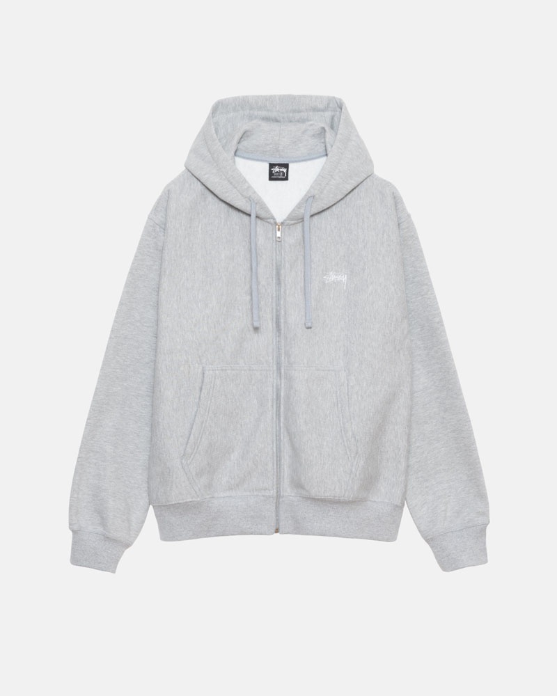 Stüssy Stock Logo Zip Hoodie Grå | Sverige 750EHVWAD