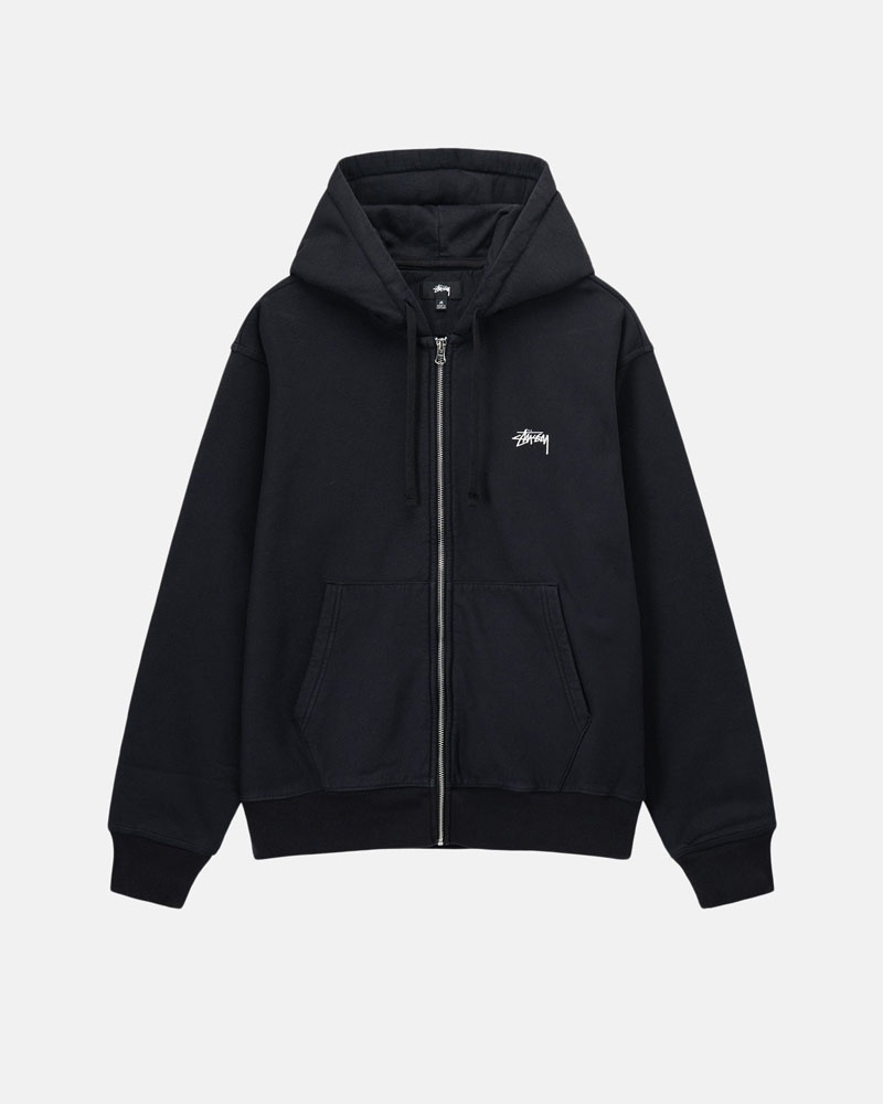 Stüssy Stock Logo Zip Hoodie Svarta | Sverige 514IYREVQ