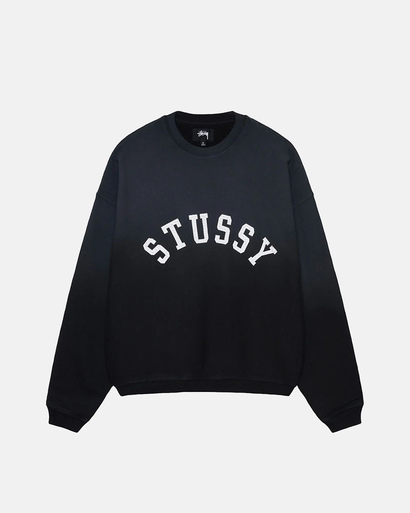 Stüssy Sun Faded Oversized Crew Sweatshirt Svarta | Sverige 308QWVTNR