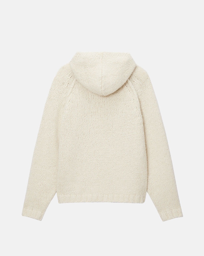 Stüssy Tjock Knit Zip Hoodie Vita | Sverige 510SUQRPB