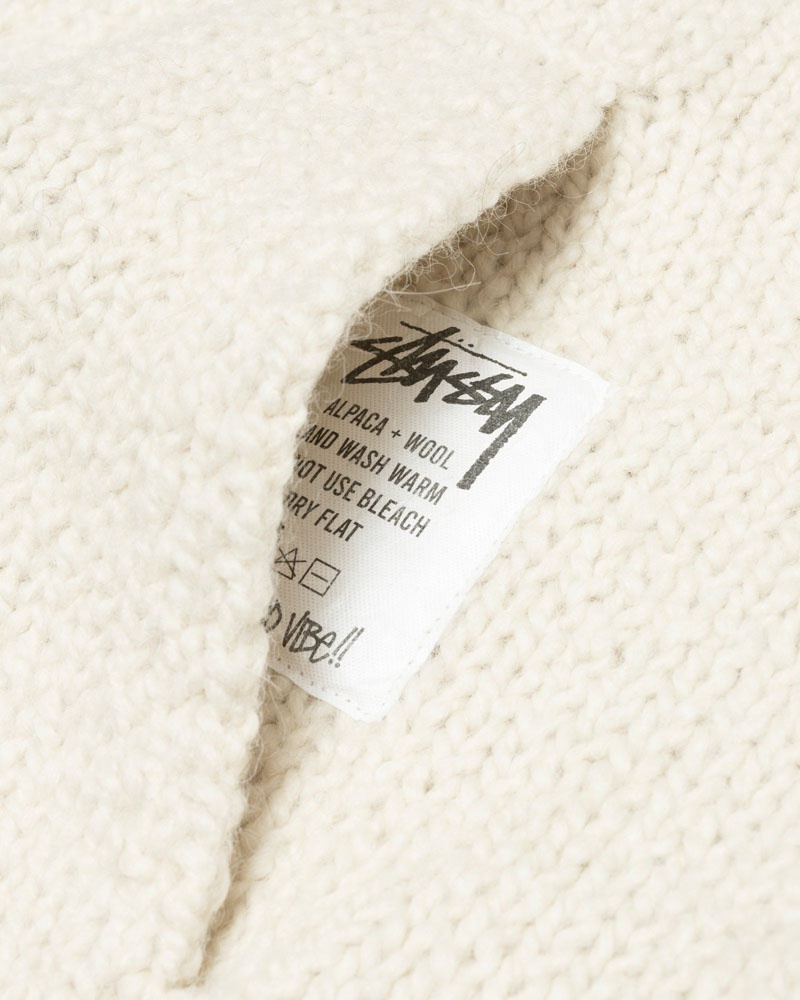 Stüssy Tjock Knit Zip Hoodie Vita | Sverige 510SUQRPB