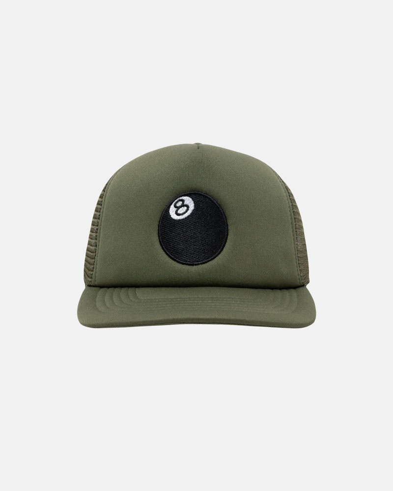 Stüssy Trucker 8 Ball Snapback Kepsar Olivgröna | Sverige 608JNSPYR