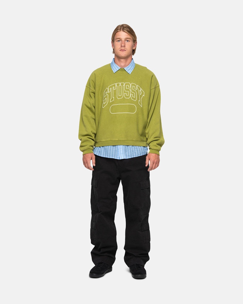 Stüssy Varsity Oversized Crew Sweatshirt Gröna | Sverige 342ORWTMQ