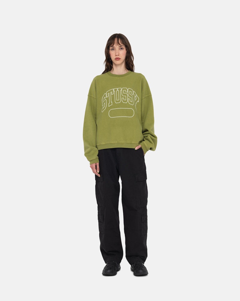 Stüssy Varsity Oversized Crew Sweatshirt Gröna | Sverige 342ORWTMQ