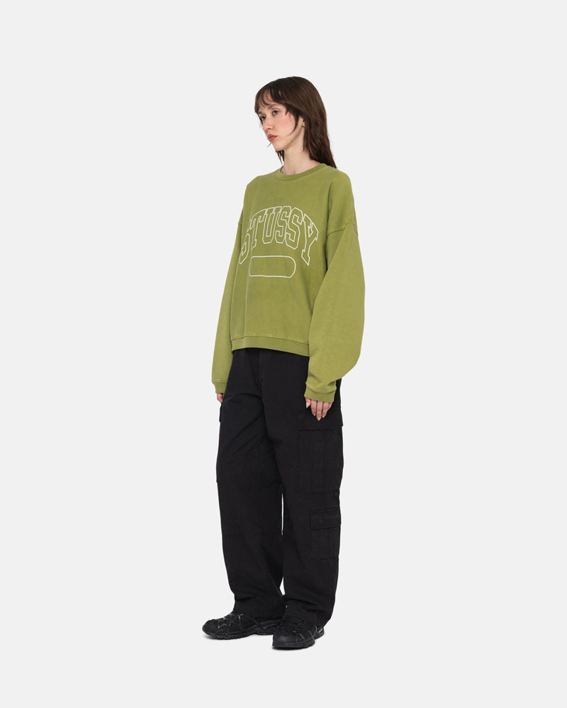 Stüssy Varsity Oversized Crew Sweatshirt Gröna | Sverige 342ORWTMQ