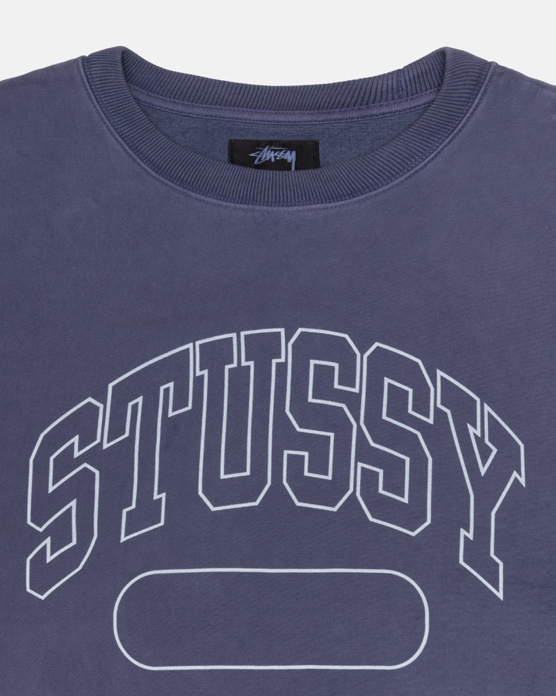 Stüssy Varsity Oversized Crew Sweatshirt Blå | Sverige 450XWECMJ