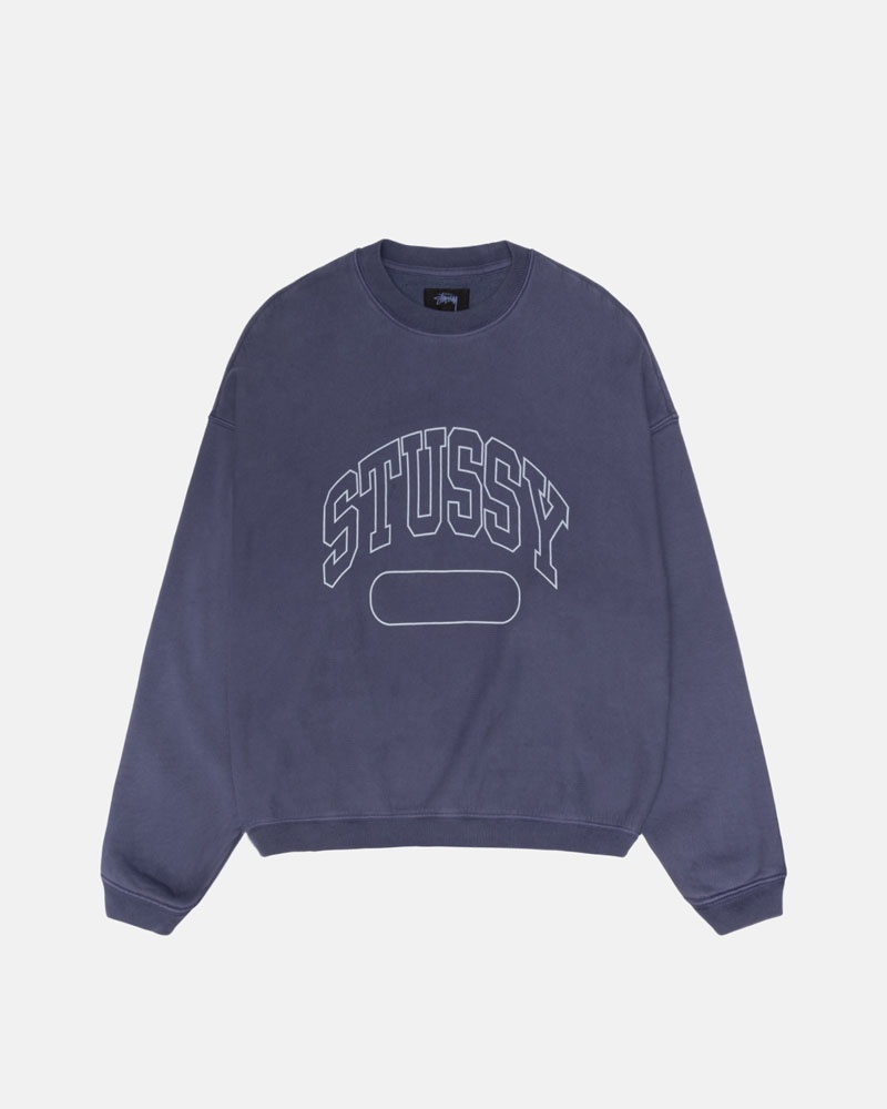 Stüssy Varsity Oversized Crew Sweatshirt Blå | Sverige 450XWECMJ