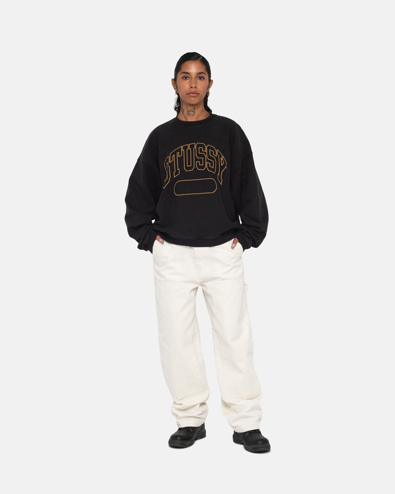 Stüssy Varsity Oversized Crew Sweatshirt Svarta | Sverige 567UGANIL