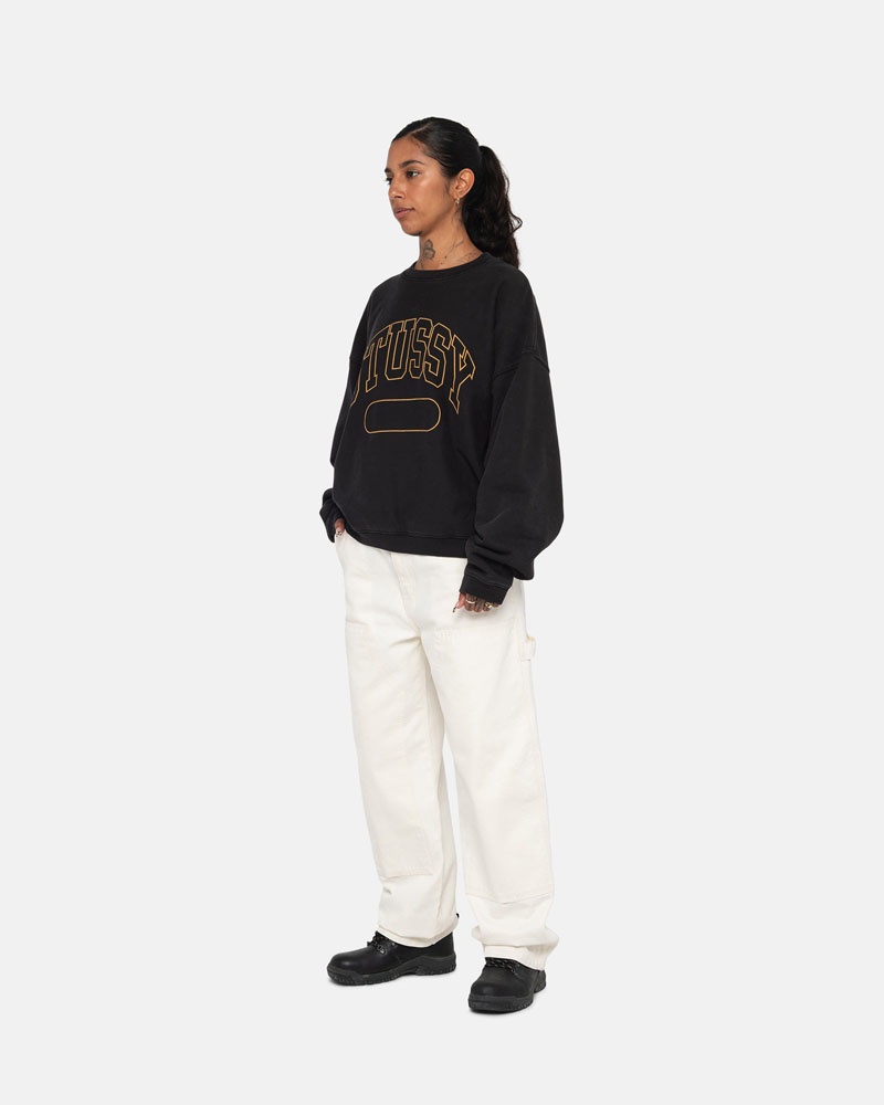 Stüssy Varsity Oversized Crew Sweatshirt Svarta | Sverige 567UGANIL