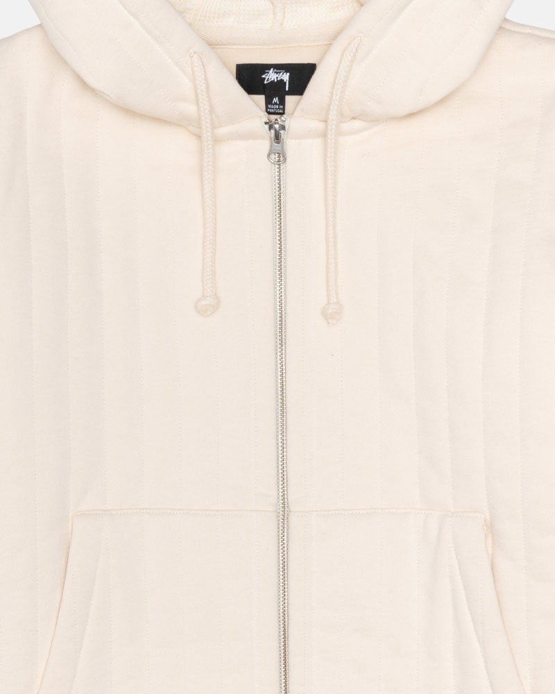 Stüssy Vertical Quiltad Zip Hoodie Vita | Sverige 413IBYKOZ