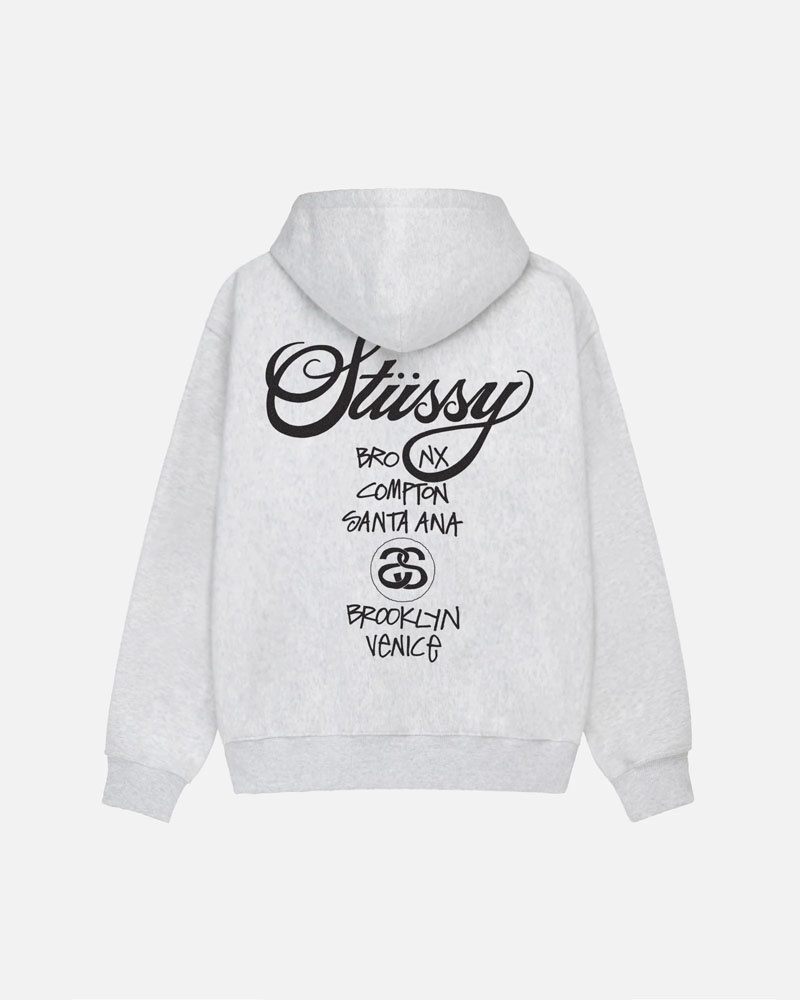 Stüssy World Tour Hoodie Grå | Sverige 625ABPUMW