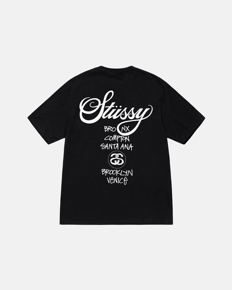 Stüssy World Tour T-shirt Svarta | Sverige 741MUEFRT