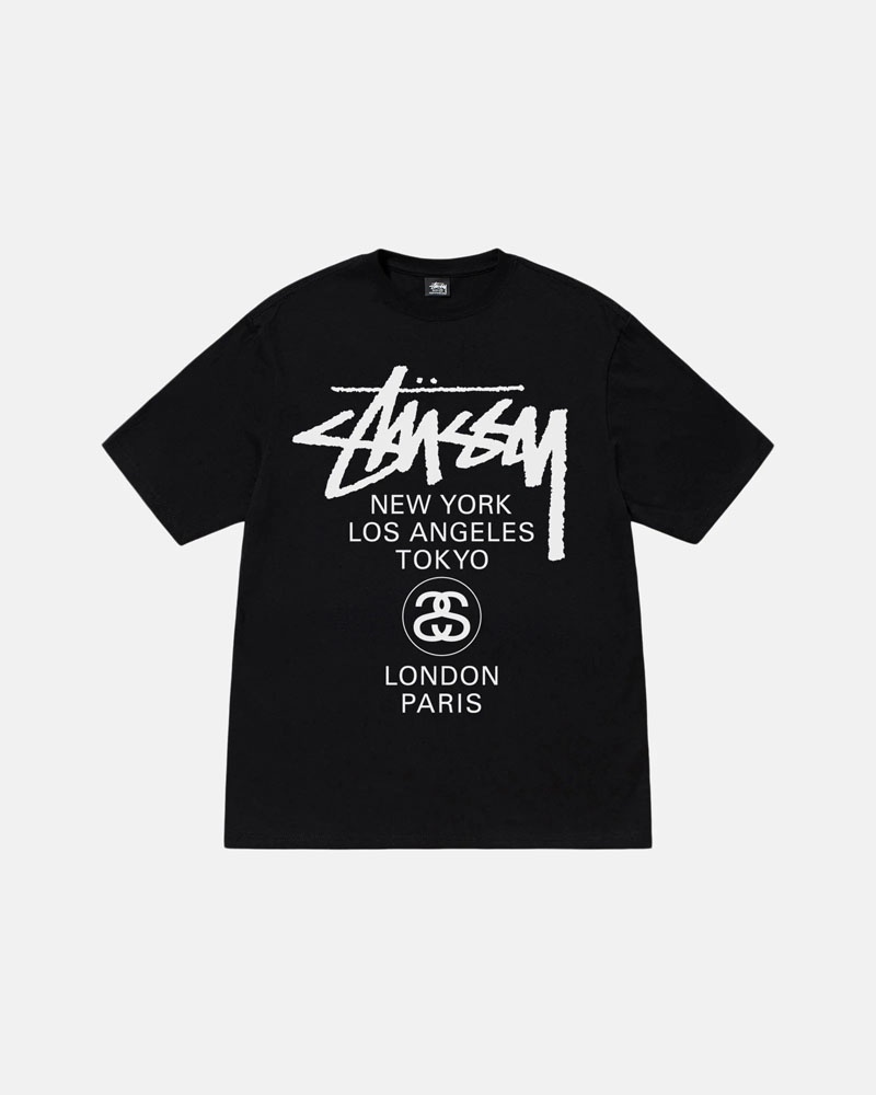 Stüssy World Tour T-shirt Svarta | Sverige 741MUEFRT