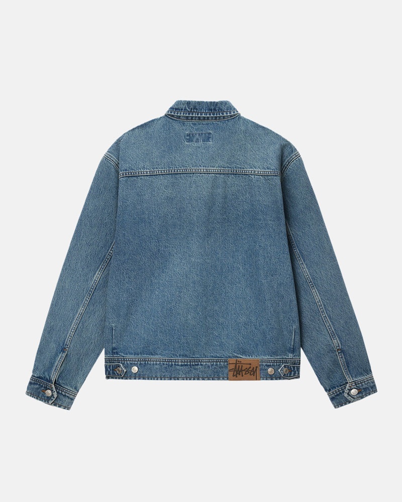 Stüssy Zip Arbets Denim Jacka Blå | Sverige 048BWFNAO