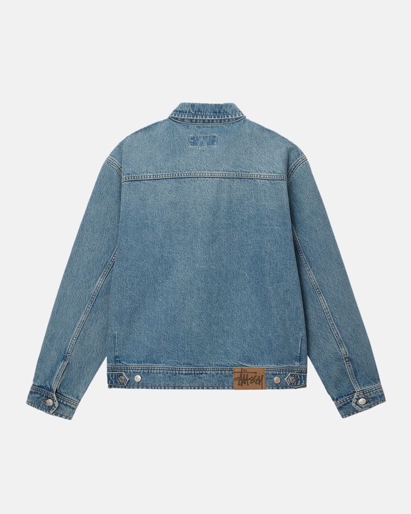 Stüssy Zip Arbets Denim Jacka Blå | Sverige 374DNCOXT