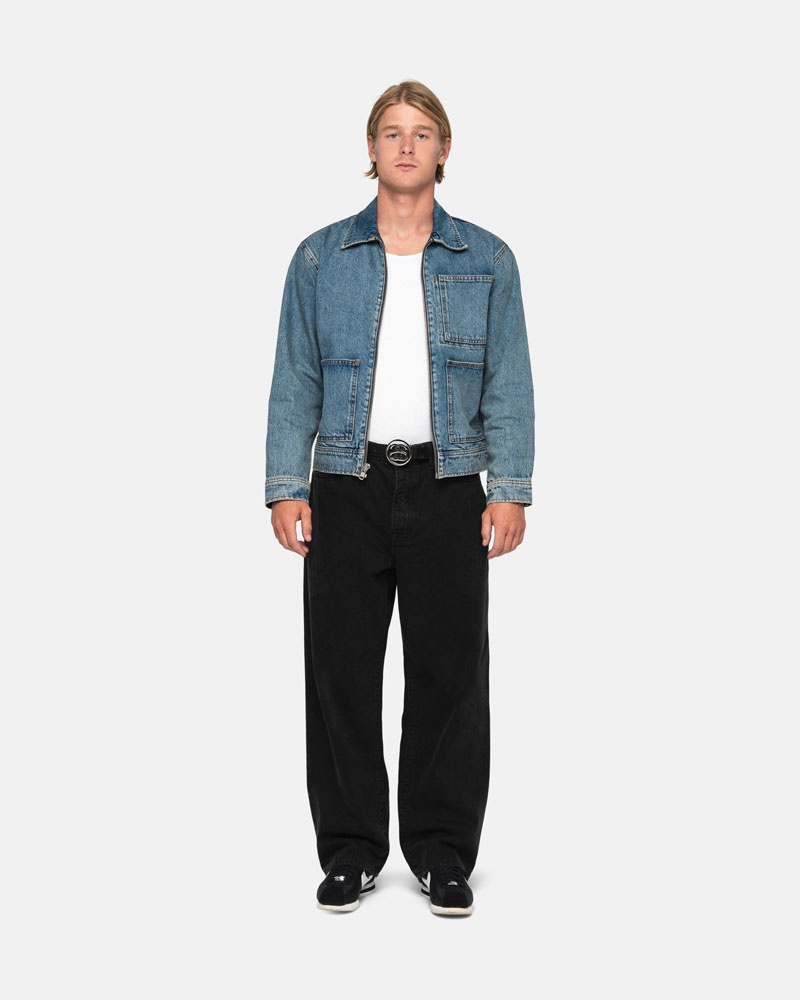 Stüssy Zip Arbets Denim Jacka Blå | Sverige 374DNCOXT