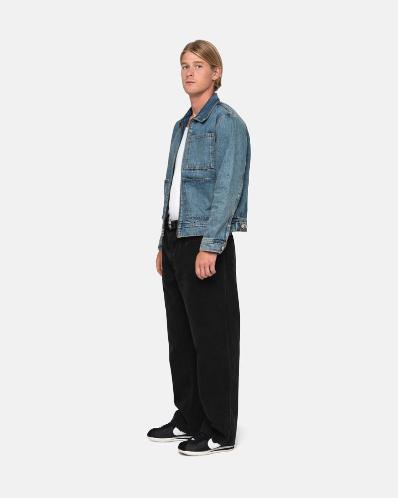 Stüssy Zip Arbets Denim Jacka Blå | Sverige 374DNCOXT