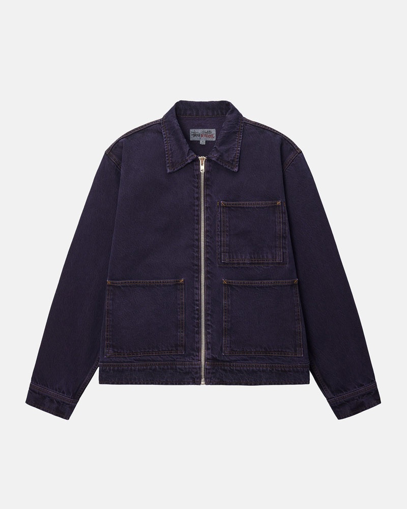 Stüssy Zip Arbets Denim Jacka Blå | Sverige 378OPJVLF