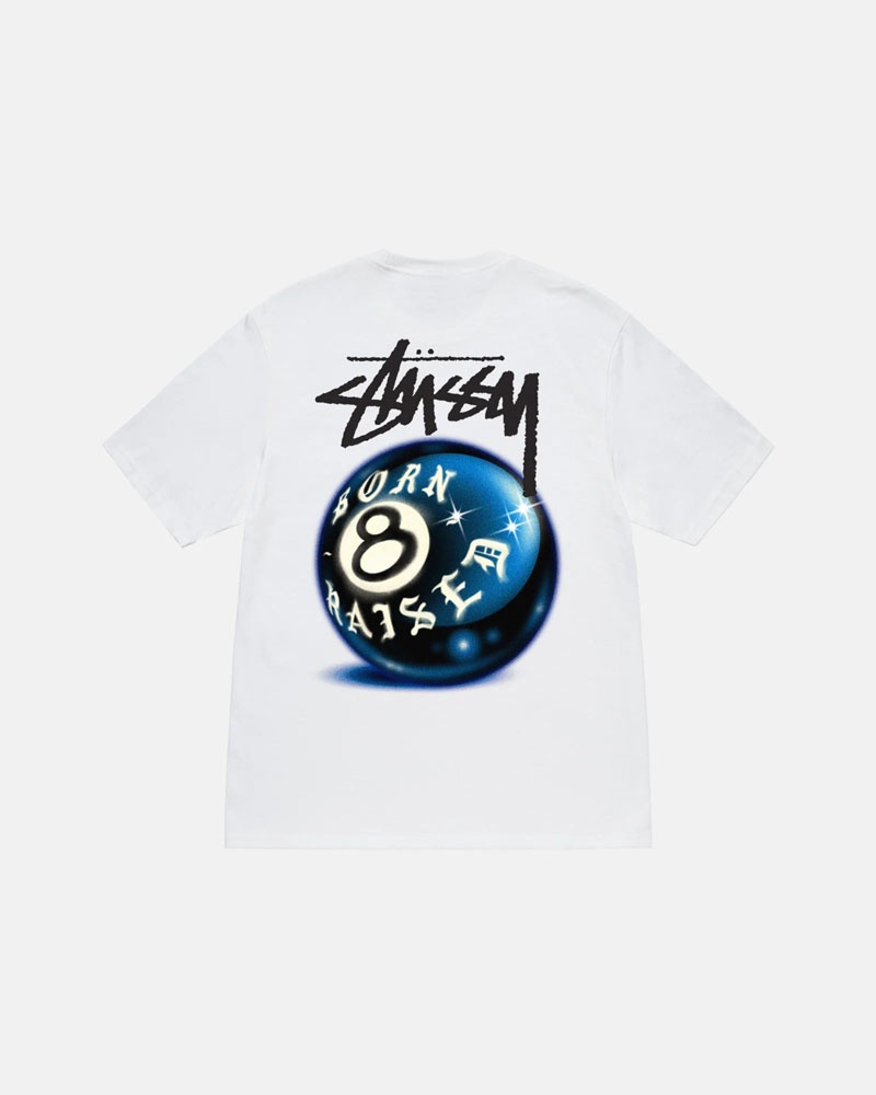 Stüssy & Born X Raised 8 Ball T-shirt Vita | Sverige 901QFRGBS